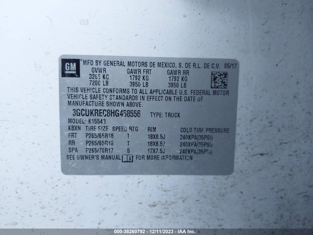 Chevrolet Silverado 1500 1lt 2017 3GCUKREC8HG458556 Image 9