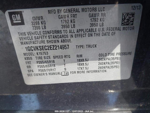 Chevrolet Silverado 1500 2lz 2014 1GCVKSEC2EZ214957 Image 9