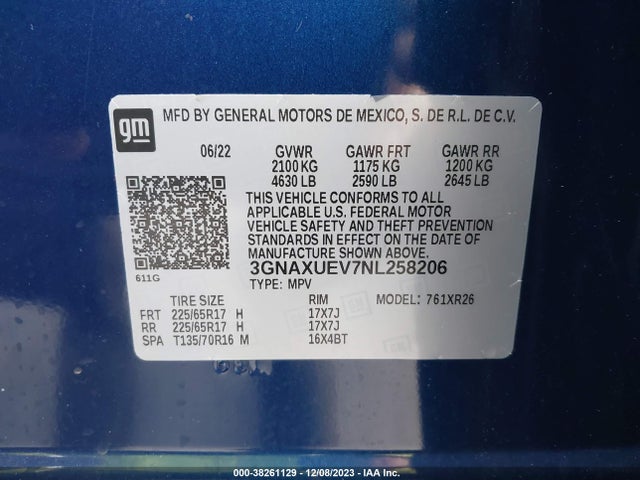 Chevrolet Equinox Awd Lt 2022 3GNAXUEV7NL258206 Image 9