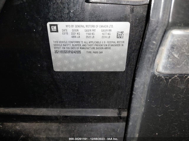Chevrolet IMPALA 2LZ 2015 2G1165S33F9242005 Image 9