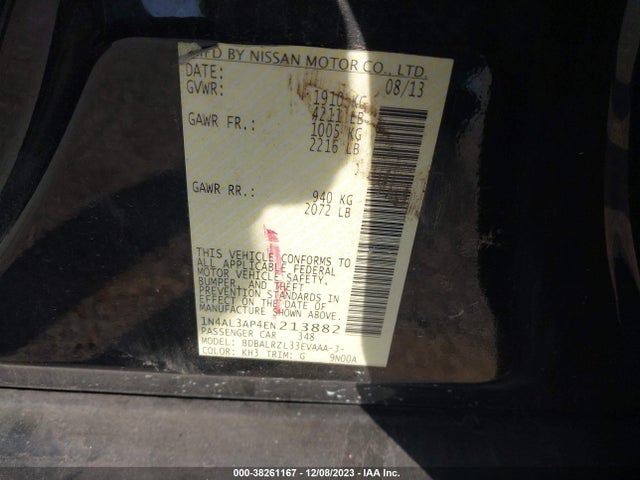 2014 NISSAN ALTIMA 2.5 S VIN: 1N4AL3AP4EN213882
