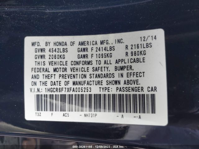 1HGCR6F7XFA005253 Honda Accord Hybrid Touring