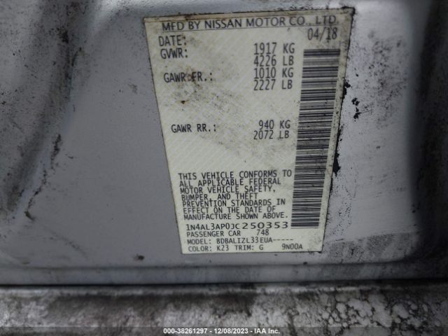 1N4AL3AP0JC250353 Nissan Altima 2.5 Sv