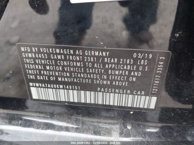 2019 VOLKSWAGEN GOLF R WVWVA7AU0KW149151 Photo 8