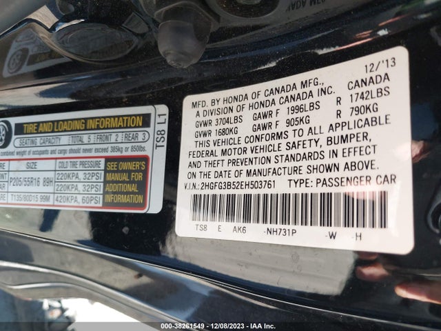 Honda Civic Lx 2014 2HGFG3B52EH503761 Image 9