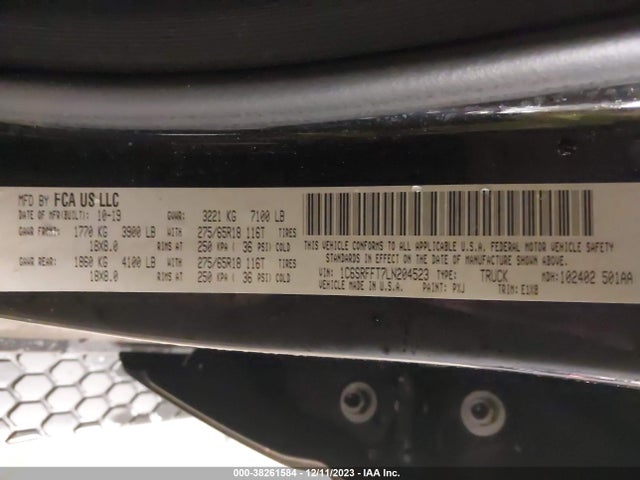 RAM 1500 Big Horn  4x4 57 Box 2020 1C6SRFFT7LN204523 Image 9