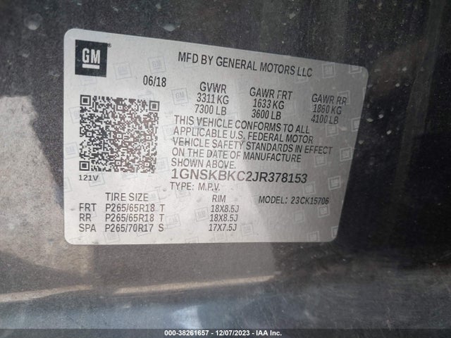 Chevrolet Tahoe Lt 2018 1GNSKBKC2JR378153 Image 9