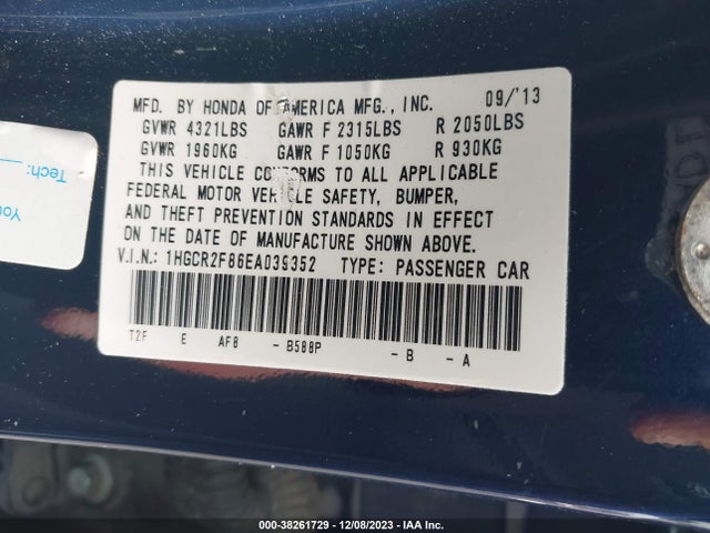 Honda Accord Ex-l 2014 1HGCR2F86EA039352 Image 9