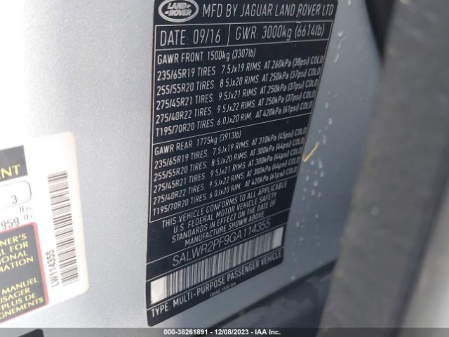 SALWR2PF9GA114355 Land Rover Range Rover Sport 3.0l V6 Supercharged Hse