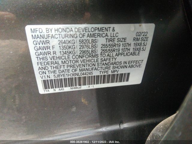 5J8YE1H36NL044245 Acura Mdx Standard