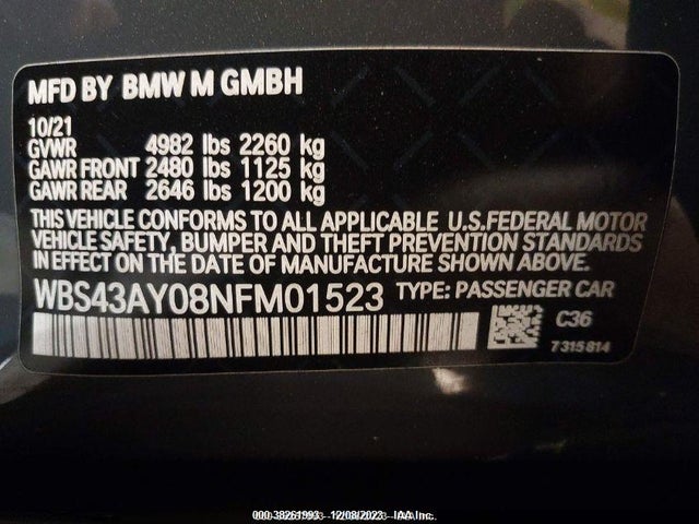 BMW M3 Competition Xdrive 2022 WBS43AY08NFM01523 Image 9