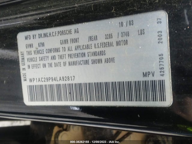 2004 PORSCHE CAYENNE WP1AC29P94LA92817 Photo 8