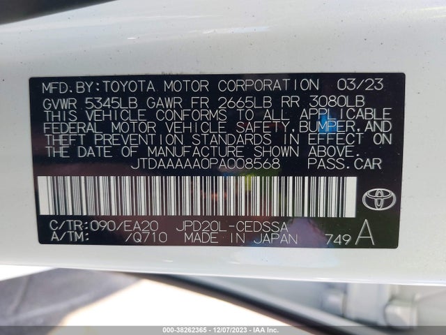 Toyota Mirai Xle 2023 JTDAAAAA0PA008568 Image 9