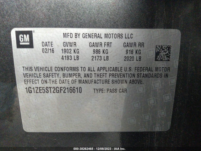 Chevrolet MALIBU 1LT 2016 1G1ZE5ST2GF216610 Image 9