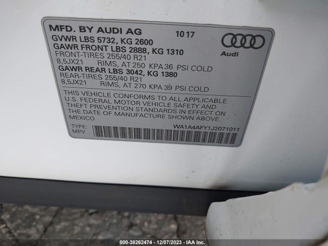 WA1A4AFY1J2071011 Audi Sq5 3.0t Premium Plus