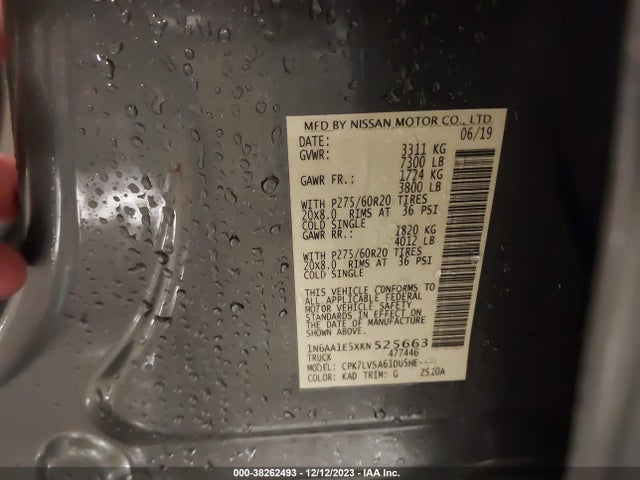 Nissan Titan Sl 2019 1N6AA1E5XKN525663 Image 9