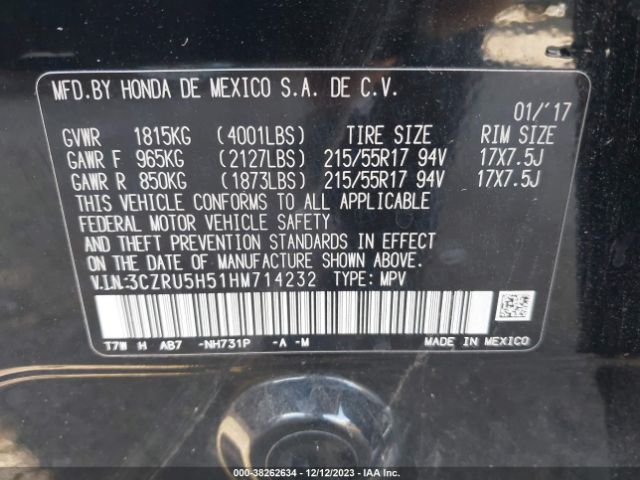 3CZRU5H51HM714232 Honda HR-V EX