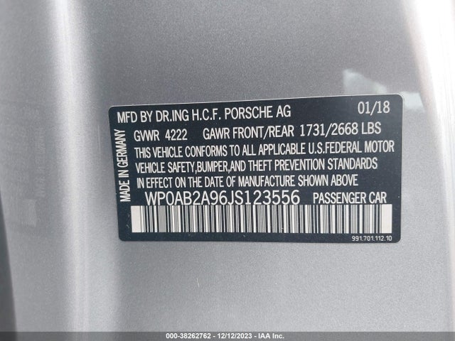 2018 PORSCHE 911 WP0AB2A96JS123556 Photo 8