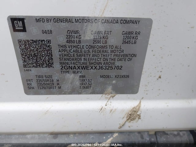 Chevrolet Equinox Premier 2018 2GNAXWEXXJ6325702 Image 9