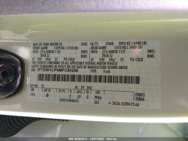1FTEW1CP9MFC85206 Ford F-150 Xl