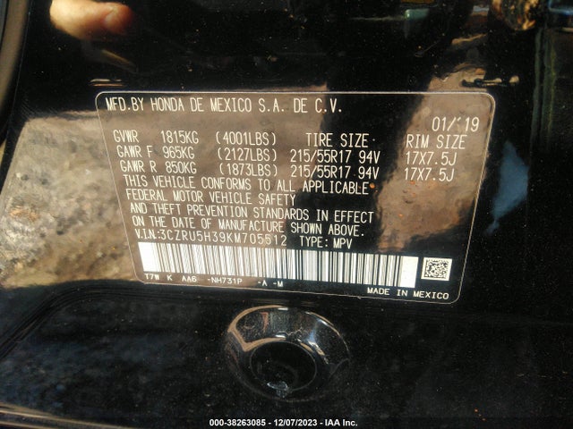 Honda HR-V LX 2019 3CZRU5H39KM705512 Image 9