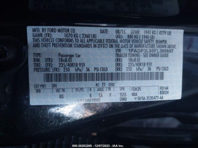 2015 FORD FOCUS 1FADP3L95FL365697 Photo 8