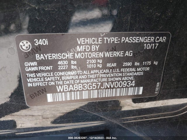 WBA8B3G57JNV00934 BMW 340i