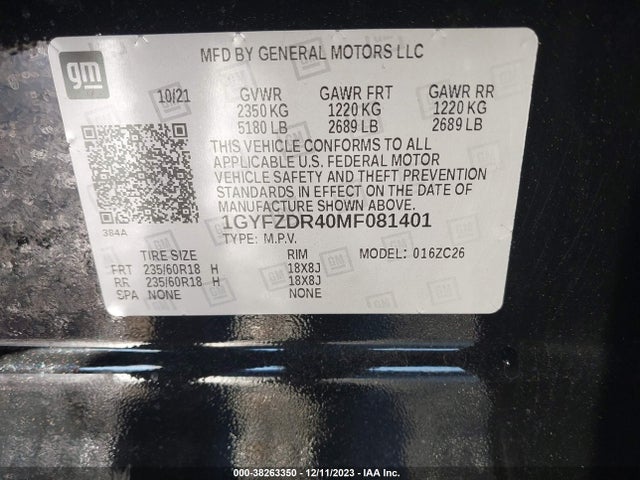 1GYFZDR40MF081401 Cadillac Xt4 Awd Premium Luxury