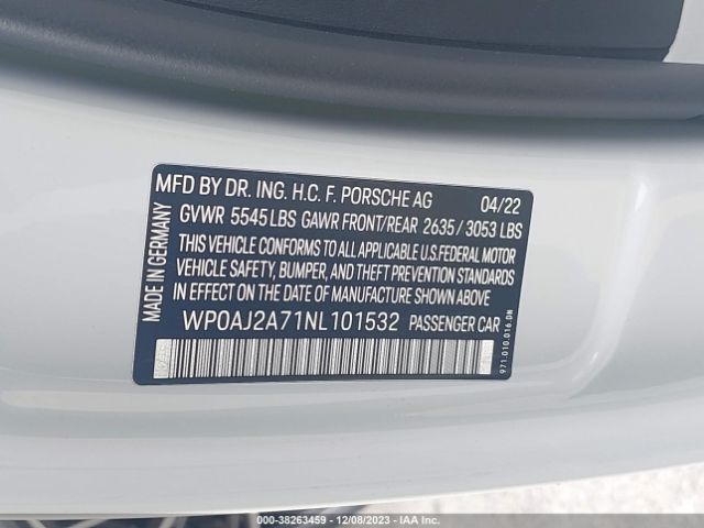 2022 PORSCHE PANAMERA WP0AJ2A71NL101532 Photo 8