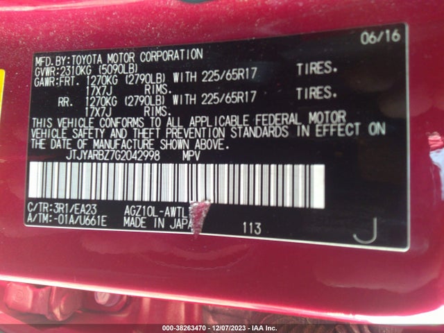 JTJYARBZ7G2042998 Lexus NX 200T