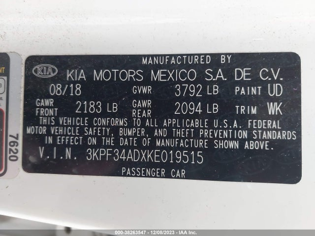 KIA FORTE S 2019 3KPF34ADXKE019515 Image 9