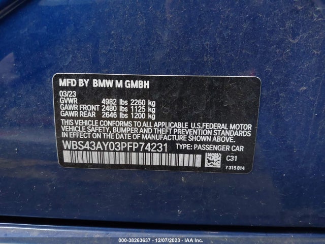 BMW M3 Competition Xdrive 2023 WBS43AY03PFP74231 Image 9