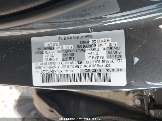 2022 MAZDA CX-9 TOURING PLUS VIN: JM3TCBAY5N0612732