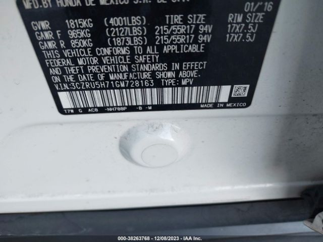 3CZRU5H71GM728163 Honda Hr-v Ex-l