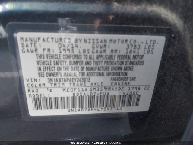 Nissan SENTRA SV 2014 3N1AB7AP4EY243913 Image 9