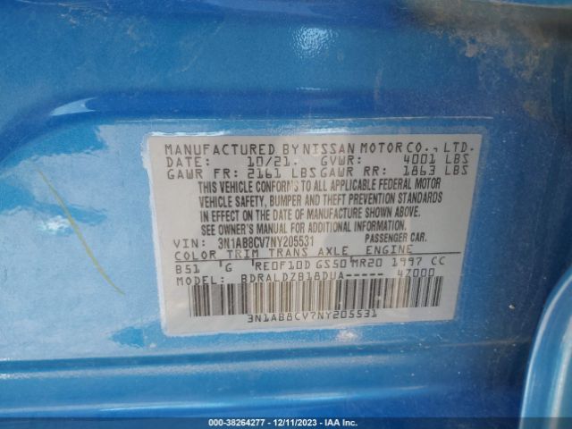 3N1AB8CV7NY205531 Nissan Sentra Sv Xtronic Cvt