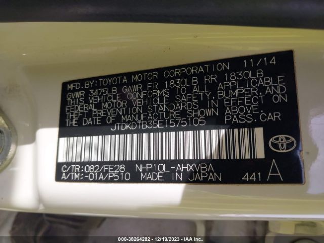 JTDKDTB35E1575105 Toyota Prius C One