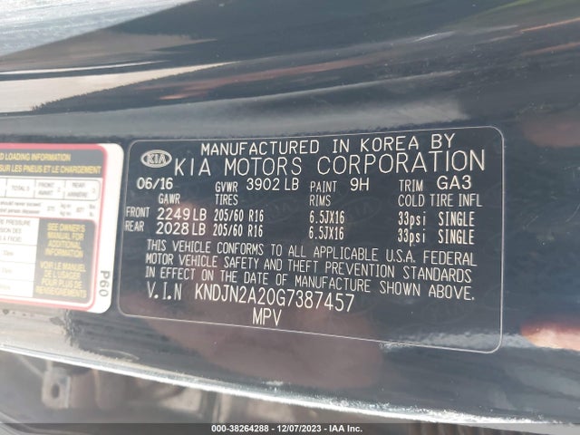 KIA SOUL 2016 KNDJN2A20G7387457 Image 9
