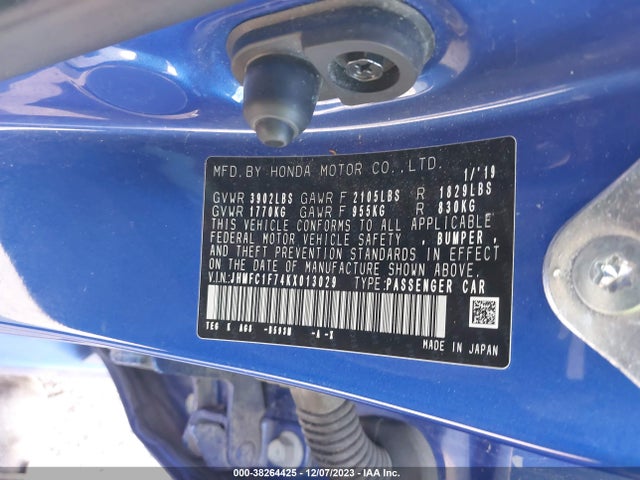 Honda Civic Ex-l 2019 JHMFC1F74KX013029 Image 9