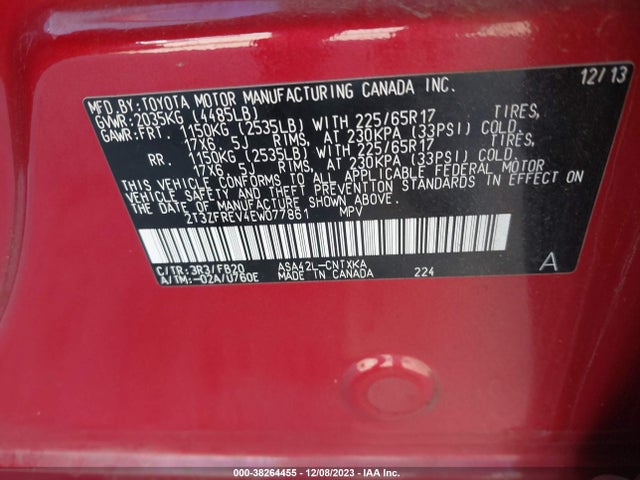 Toyota RAV4 LE 2014 2T3ZFREV4EW077861 Image 9