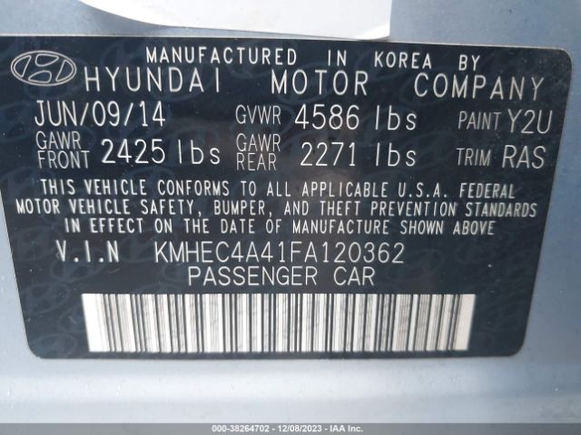 KMHEC4A41FA120362 Hyundai SONATA HYBRID