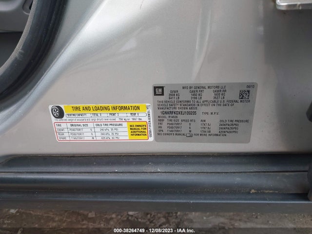 Chevrolet Traverse Ls 2014 1GNKRFKDXEJ109205 Image 9