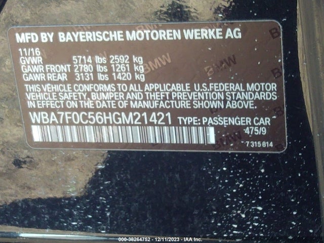 WBA7F0C56HGM21421 BMW 750i