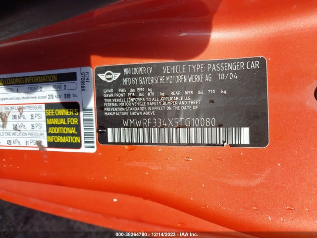 2005 MINI COOPER WMWRF334X5TG10080 Photo 8
