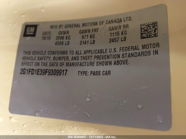 Chevrolet Camaro 1lt 2015 2G1FD1E39F9309917 Image 9