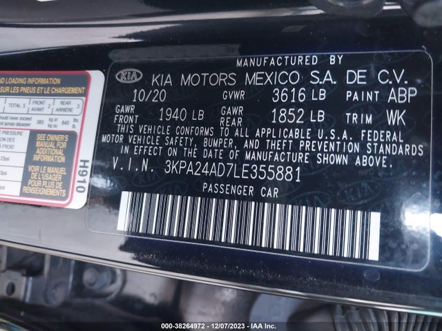 KIA RIO LX 2020 3KPA24AD7LE355881 Image 9