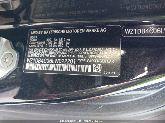 2020 TOYOTA GR SUPRA LAUNCH EDITION VIN: WZ1DB4C06LW022201