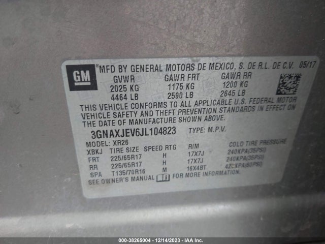 Chevrolet EQUINOX LT 2018 3GNAXJEV6JL104823 Image 9