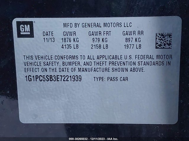 Chevrolet Cruze 1lt Auto 2014 1G1PC5SB3E7221939 Image 9