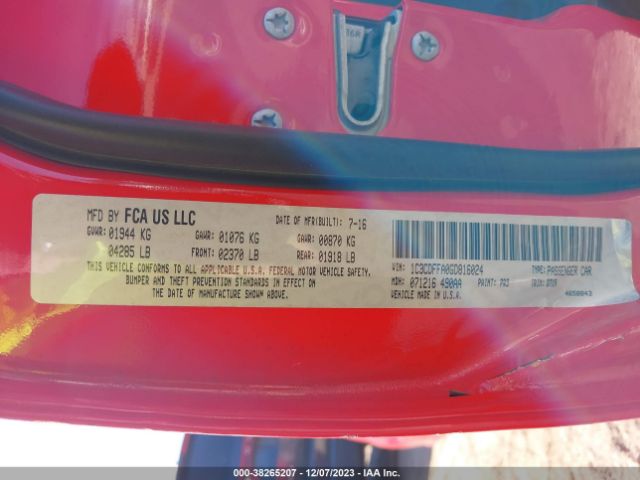 1C3CDFFA0GD816024 Dodge Dart Sxt Sport